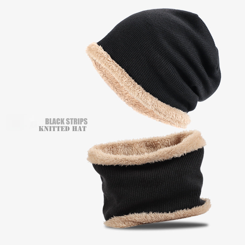 Velvet Warm Woolen Windproof Hat Ear Protection Neck Scarf Knitted Hat