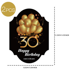 2pcs 30th Happy Birthday Bottle Label Wine Bottle Stickers Self Adhesive