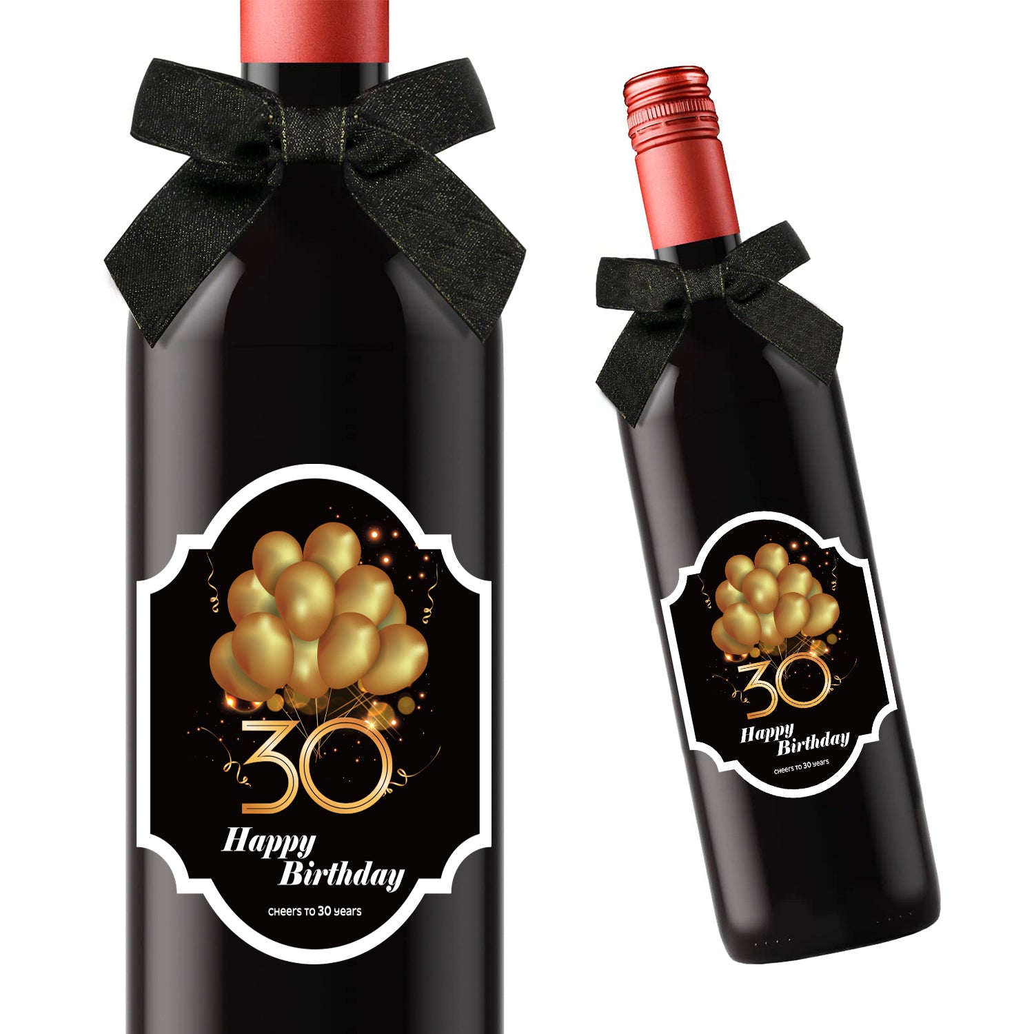 2pcs 30th Happy Birthday Bottle Label Wine Bottle Stickers Self Adhesive