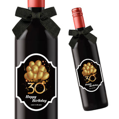 2pcs 30th Happy Birthday Bottle Label Wine Bottle Stickers Self Adhesive