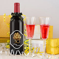2pcs 30th Happy Birthday Bottle Label Wine Bottle Stickers Self Adhesive