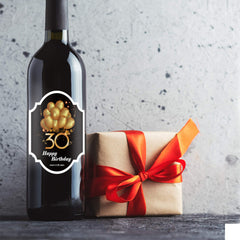 2pcs 30th Happy Birthday Bottle Label Wine Bottle Stickers Self Adhesive