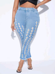 Sexy Jeans Women's Cut Out Button Fly Ripped Slim