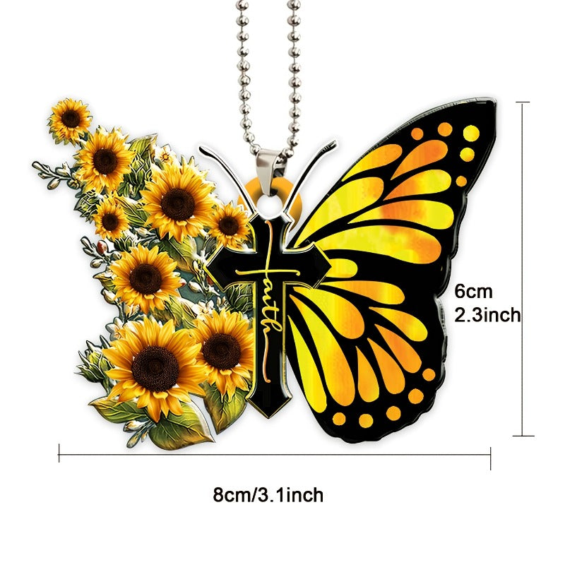 Butterfly Cross Keychain Pendant Bag Decoration Ornament Key Chain