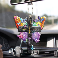 Butterfly Cross Keychain Pendant Bag Decoration Ornament Key Chain