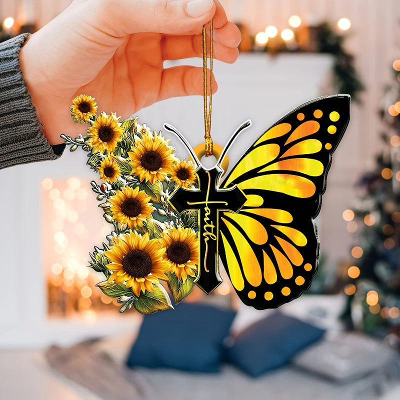 Butterfly Cross Keychain Pendant Bag Decoration Ornament Key Chain