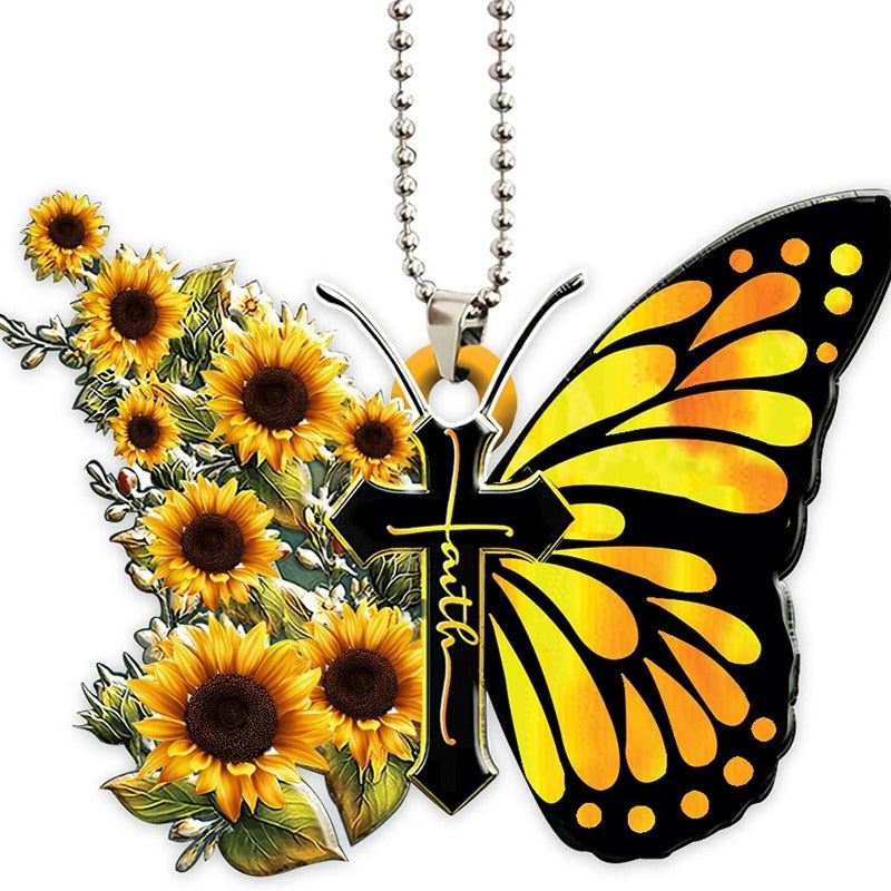 Butterfly Cross Keychain Pendant Bag Decoration Ornament Key Chain