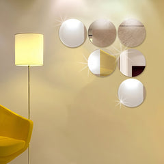 6pcs 3D Acrylic Mirror Stickers Self Adhesive Circular Mirror Decor