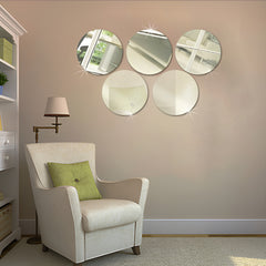 6pcs 3D Acrylic Mirror Stickers Self Adhesive Circular Mirror Decor