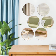 6pcs 3D Acrylic Mirror Stickers Self Adhesive Circular Mirror Decor