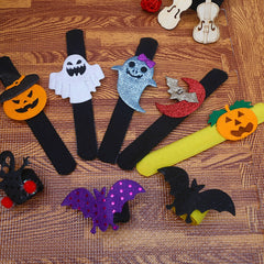 10pcs Halloween Snap Bracelet Party Supplies Ghost Pumpkin Bat Decor