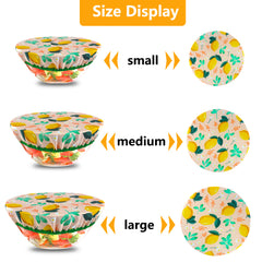 3pcs Yellow Flower Printed Dish Food Cover Elastic Clings