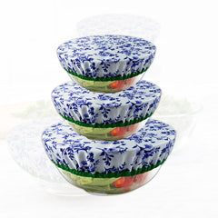 3pcs Flower Printed Food Cover Set Elastic Kitchen Refrigerator Accessories