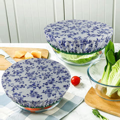 3pcs Flower Printed Food Cover Set Elastic Kitchen Refrigerator Accessories
