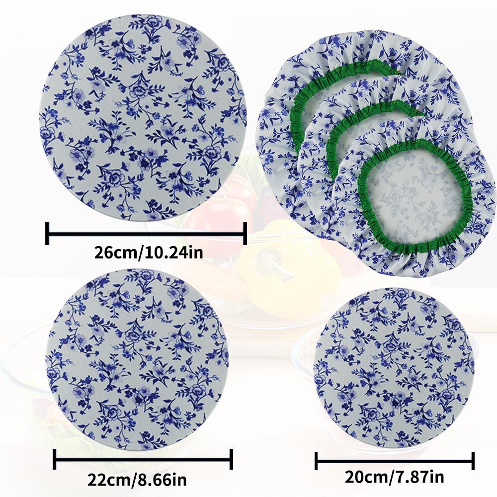 3pcs Flower Printed Food Cover Set Elastic Kitchen Refrigerator Accessories