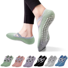 Women's Non Slip Yoga Socks Cross Strap Sports Socks with Extra Grips