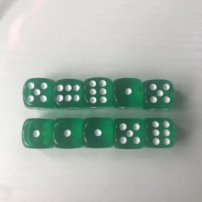 10pcs 14mm Colored Transparent Dice for Board Game Club Party