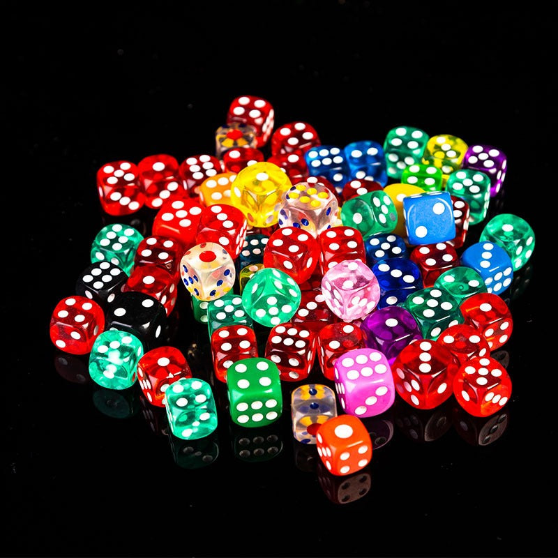 10pcs 14mm Colored Transparent Dice for Board Game Club Party