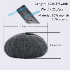 4balls Mohair Yarn Soft Acrylic Hand Knitting DIY Shawl Scarf Thread Yarn
