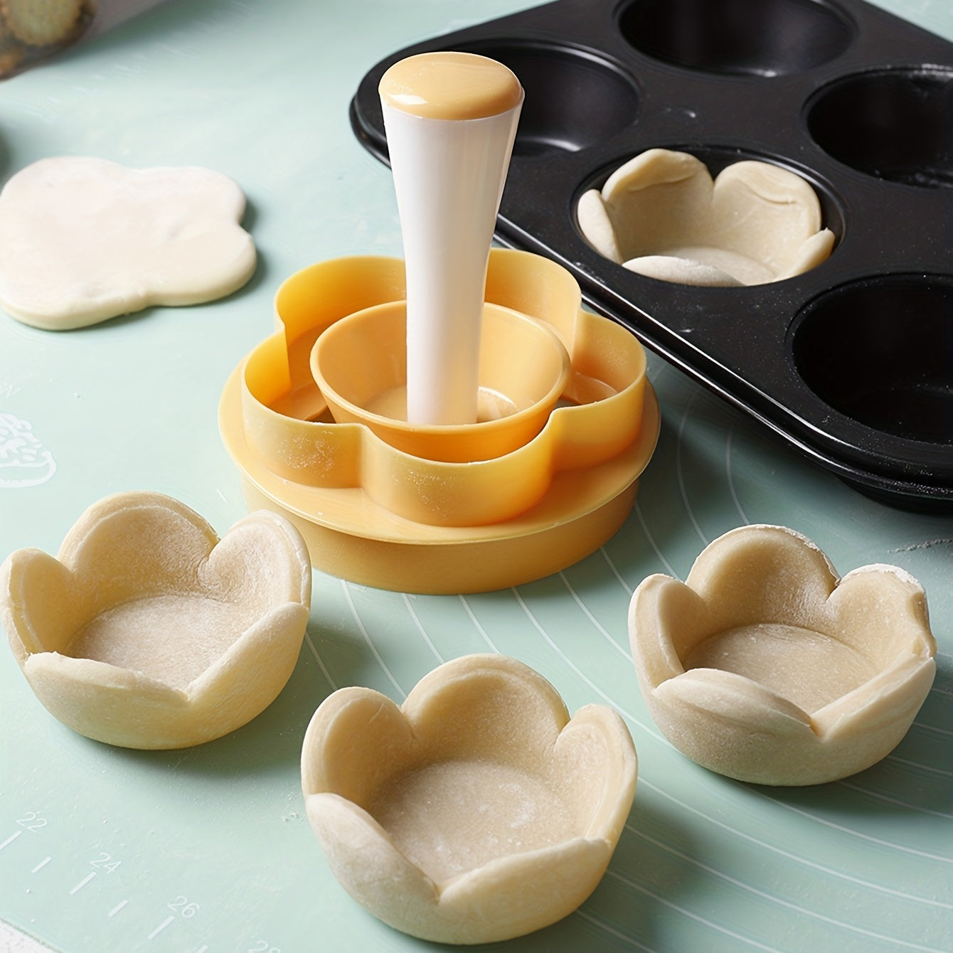 Flower Pastry Cutter & Tart Tamper Set for Baking, Kitchen Gadgets