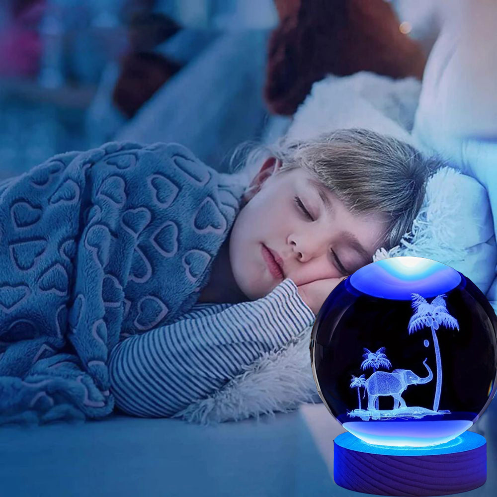 Elephant Luminous Crystal Ball Lamp - Home Decoration Night Light