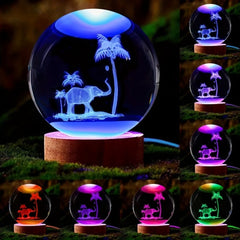 Elephant Luminous Crystal Ball Lamp - Home Decoration Night Light