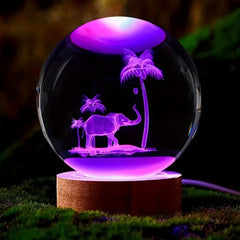 Elephant Luminous Crystal Ball Lamp - Home Decoration Night Light