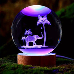 Elephant Luminous Crystal Ball Lamp - Home Decoration Night Light