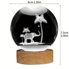 Elephant Luminous Crystal Ball Lamp - Home Decoration Night Light