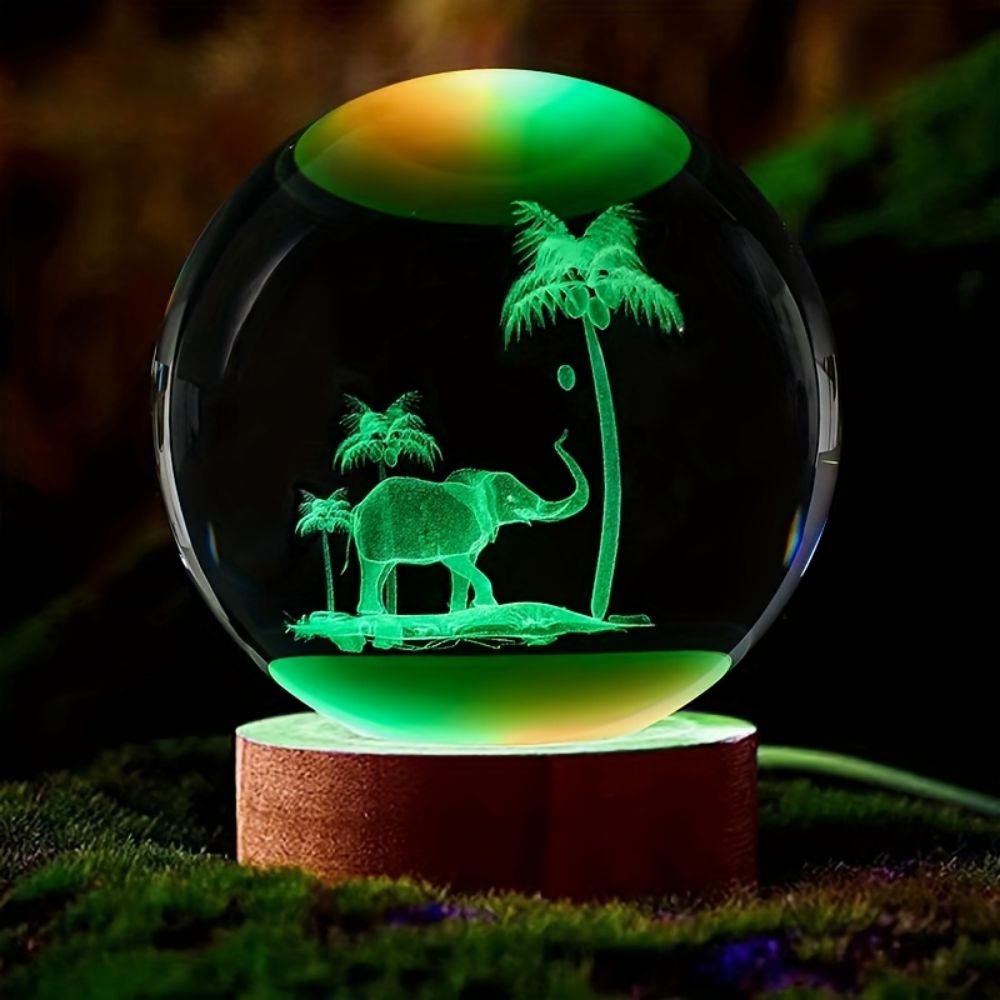 Elephant Luminous Crystal Ball Lamp - Home Decoration Night Light