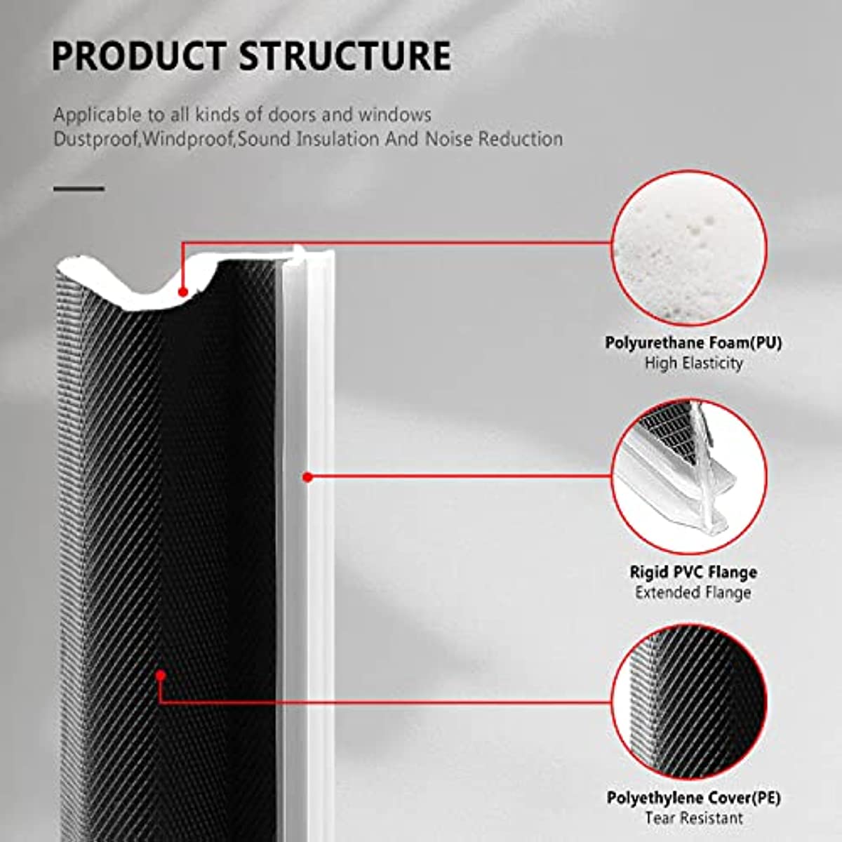 V Shaped Foam Kerf Door Weather Stripping - Large Gap Seal
