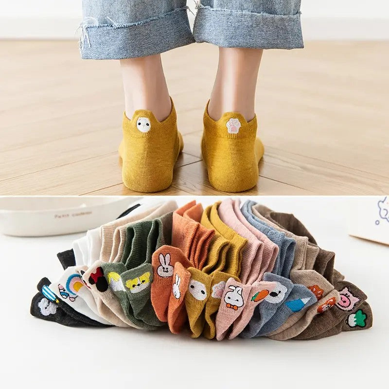10 Pairs Cartoon Pattern Socks Women's Stockin
