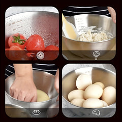 Stainless Steel Bowls With Scale for Outdoor Camping Picnic