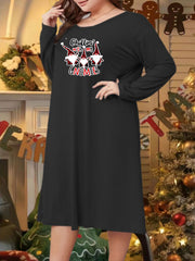 Plaid Gnomes Print Plus Size Christmas Dress