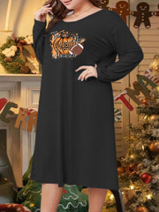 Rugby & Pumpkin Print Long Sleeve Sleep Dress