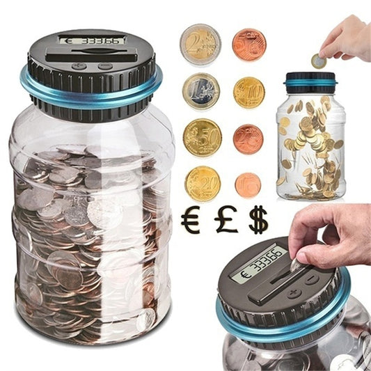 Digital Coin Counting Box LCD Coin Counting Box Jar Money Storage Box