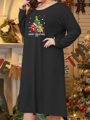 Christmas Lounge Dress Women's Plus Santa & Reindeer Tee
