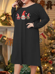 Christmas Gnomes Print Lounge Dress
