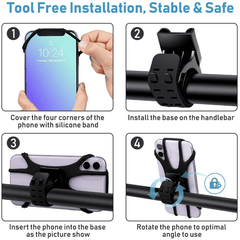 360 Rotation Cycling Bike Phone Mount Holder Silicone Handle Bar Case