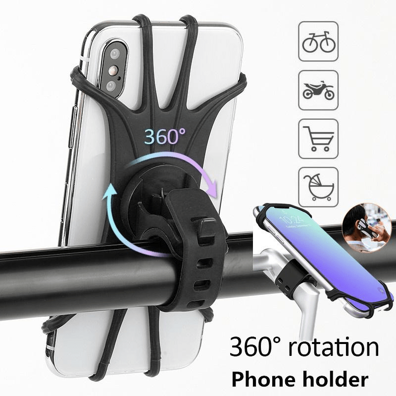 360 Rotation Cycling Bike Phone Mount Holder Silicone Handle Bar Case