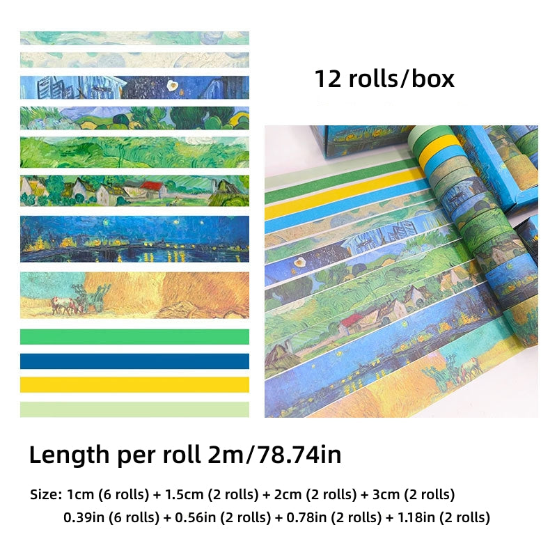 12 Rolls Washi Tape Painting Series - Perfect For Bullet Journal Kids DIY Crafts