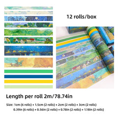 12 Rolls Washi Tape Painting Series - Perfect For Bullet Journal Kids DIY Crafts