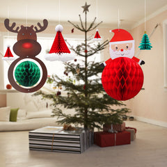 Christmas Tree Honeycomb Hanging Decorations - Set of 4