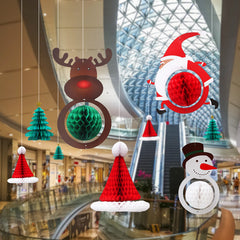 Christmas Tree Honeycomb Hanging Decorations - Set of 4