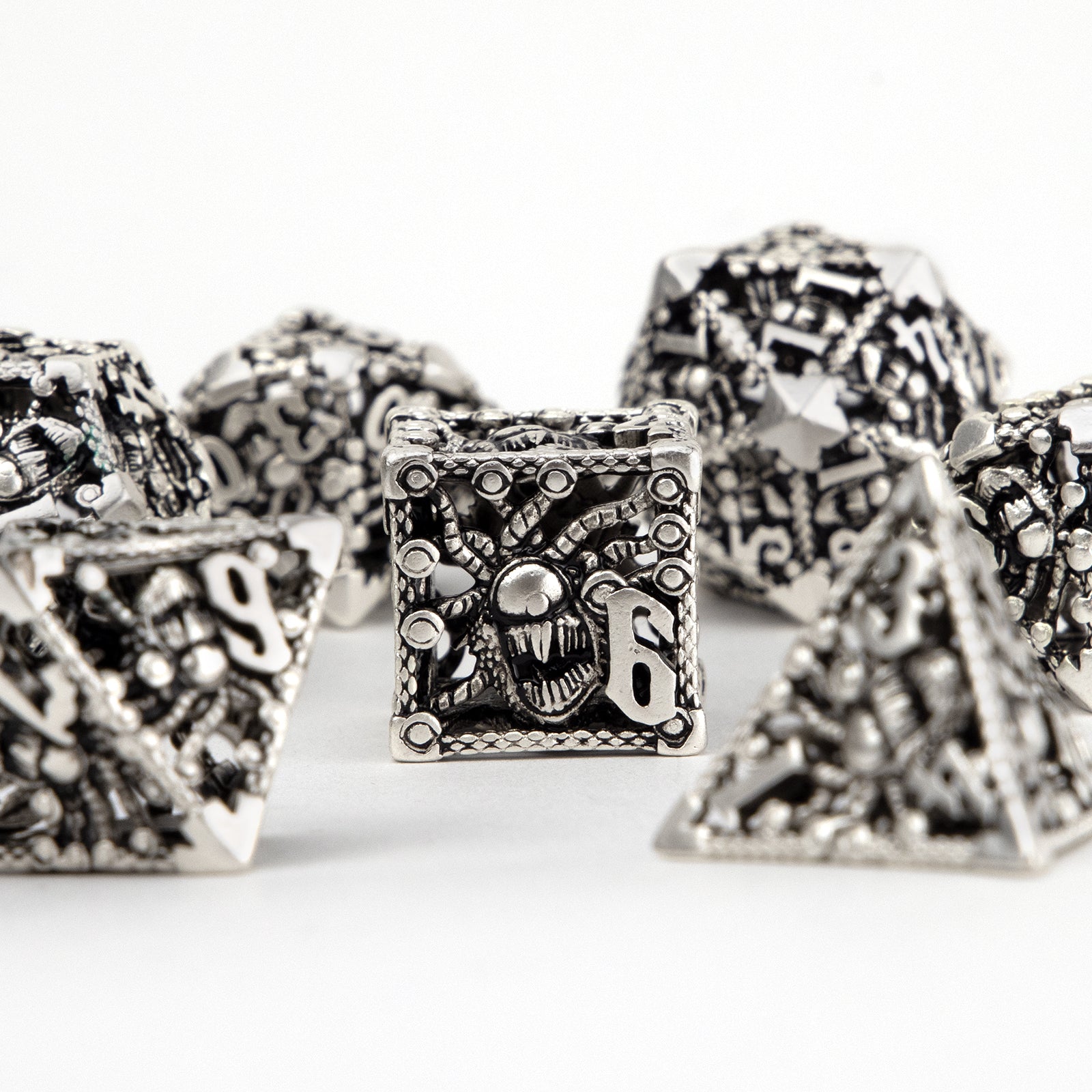 7pcs Silvery Octopus Metal Dices Set for RPG Board Game