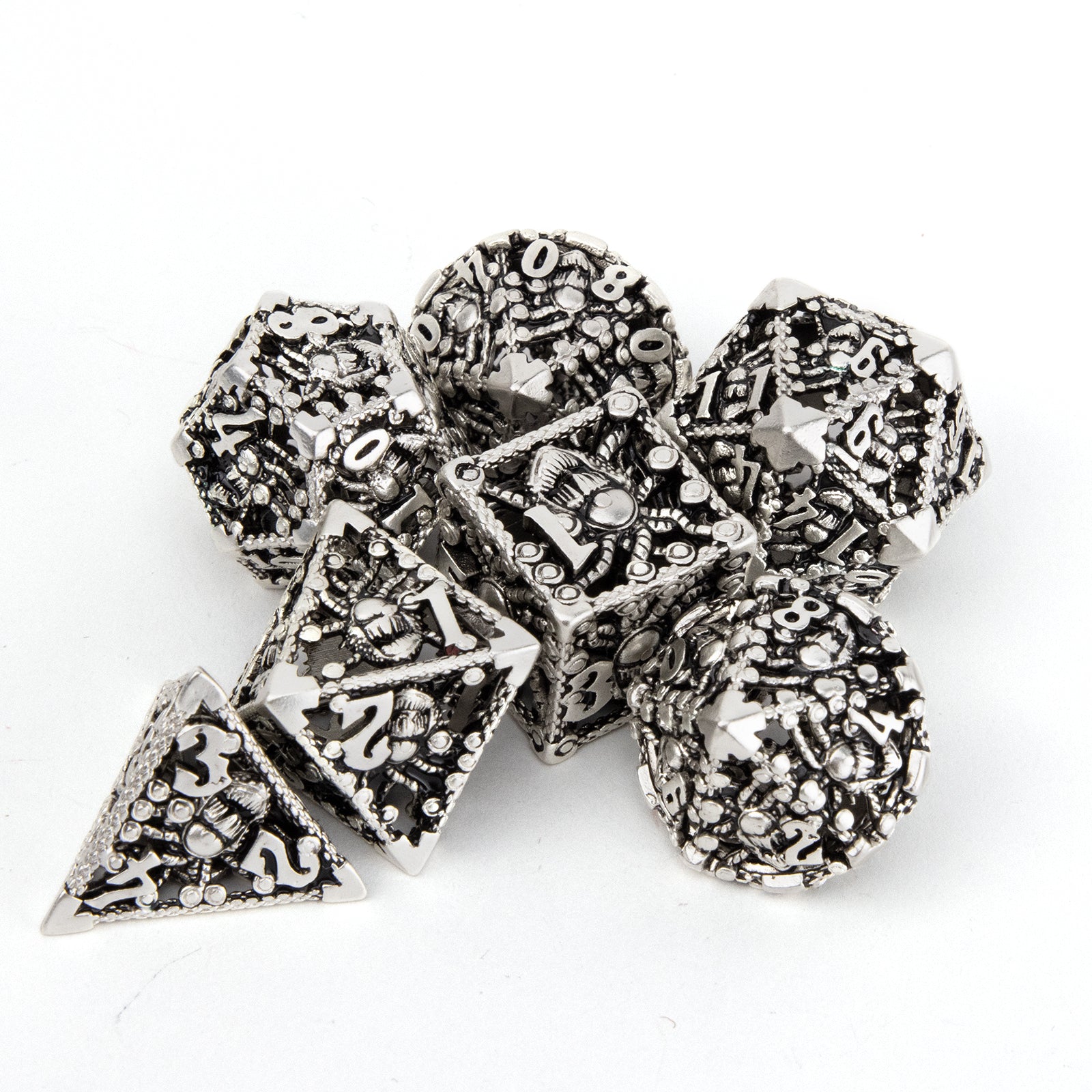 7pcs Silvery Octopus Metal Dices Set for RPG Board Game