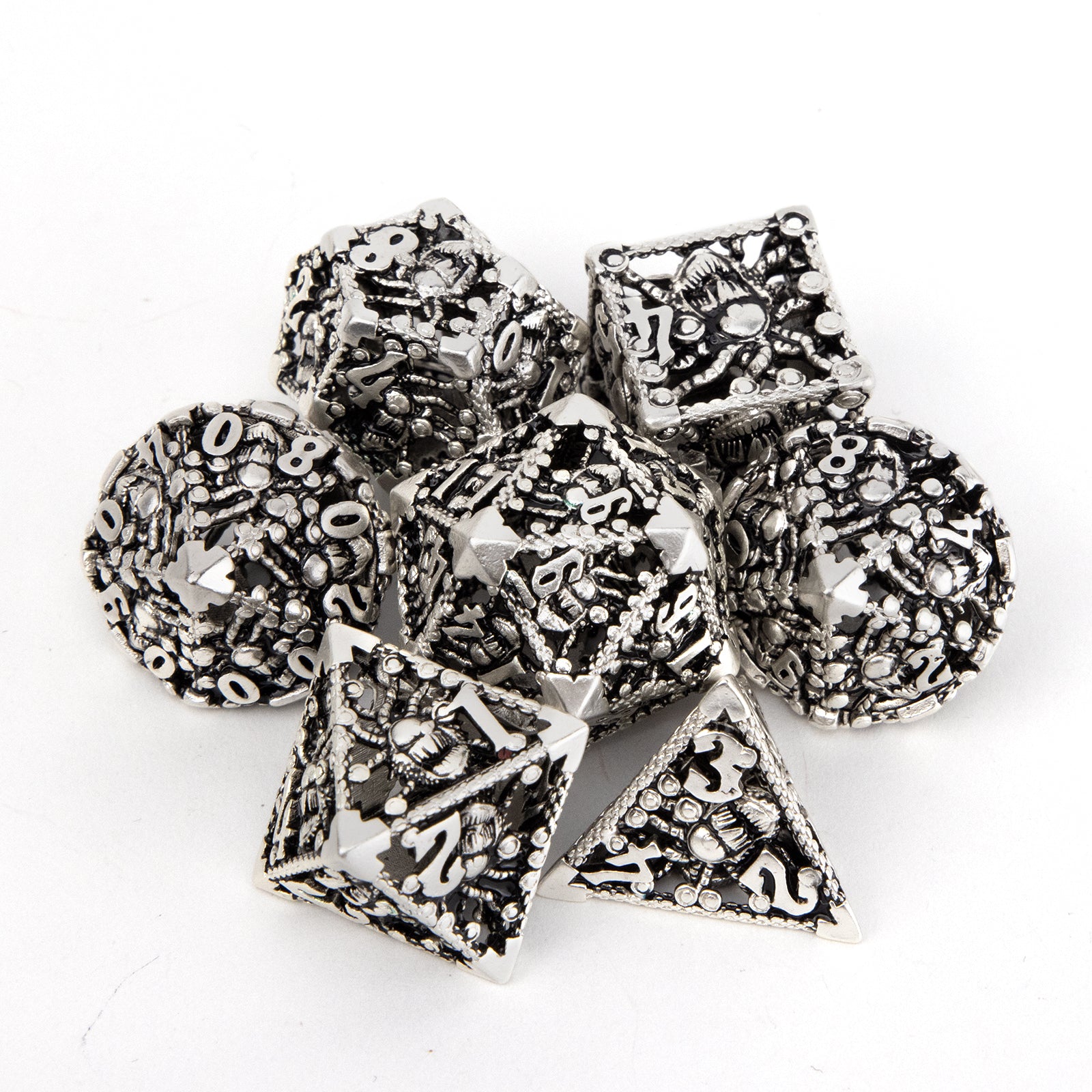 7pcs Silvery Octopus Metal Dices Set for RPG Board Game