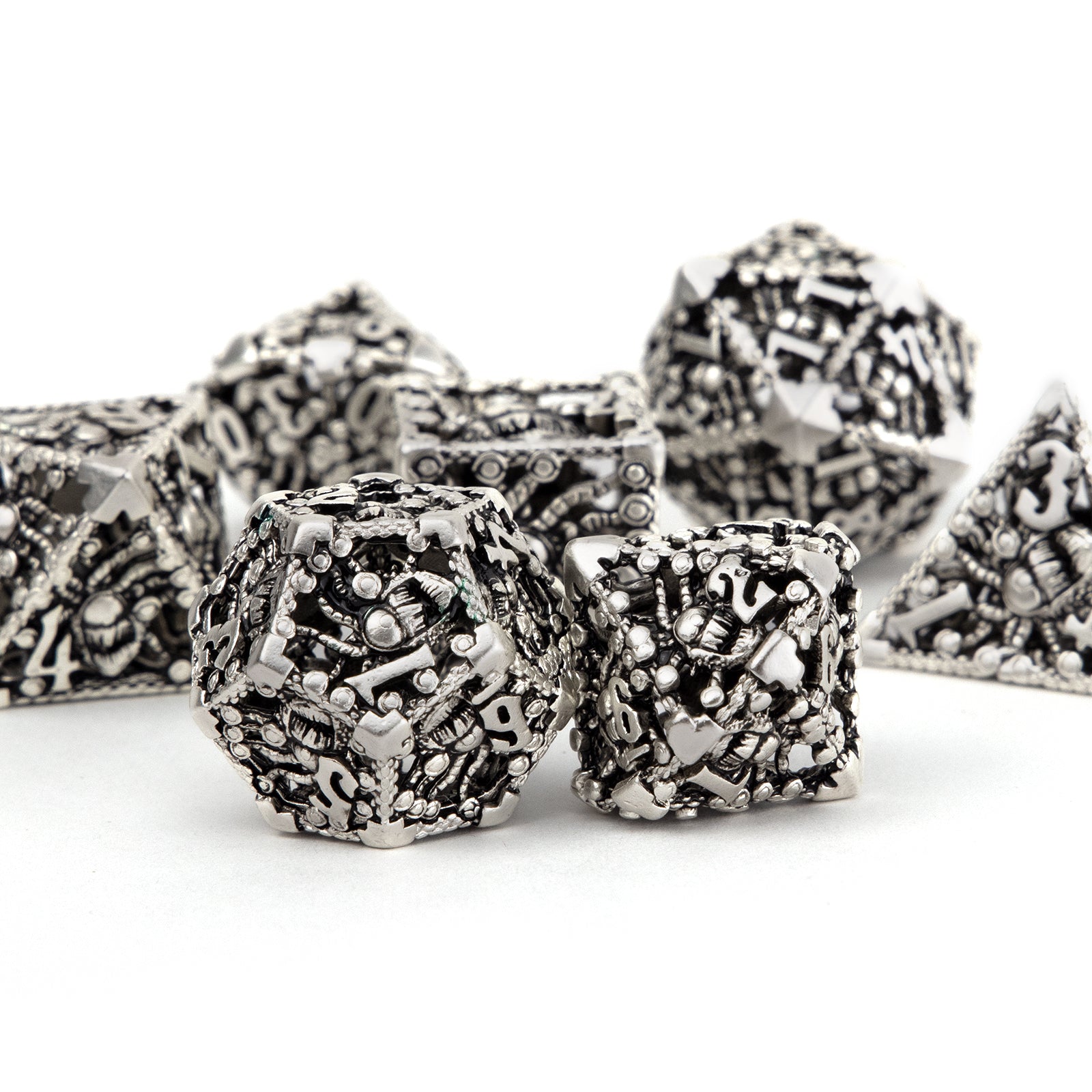 7pcs Silvery Octopus Metal Dices Set for RPG Board Game