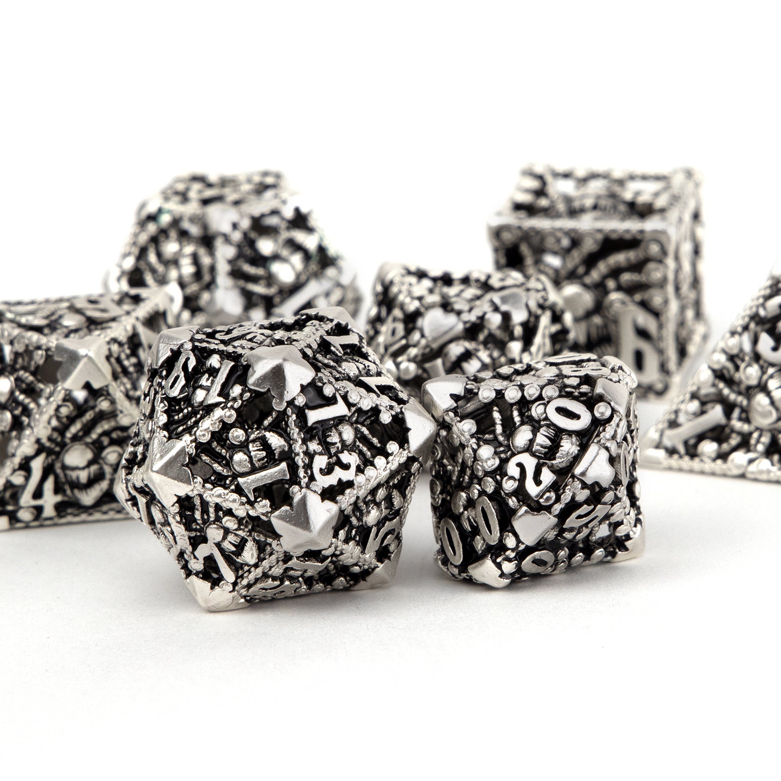 7pcs Silvery Octopus Metal Dices Set for RPG Board Game