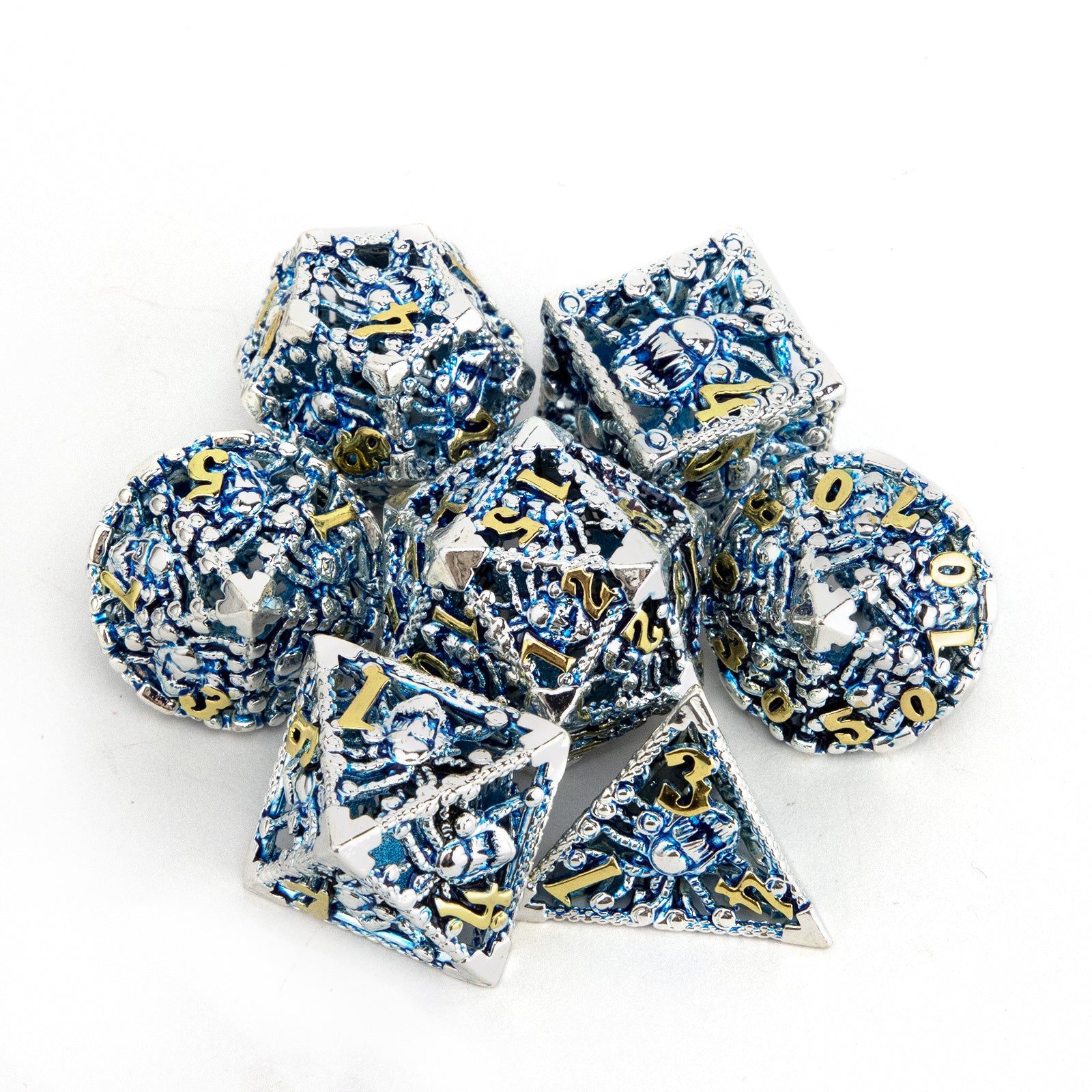 7pcs Silvery Octopus Metal Polyhedral Dice Set for RPG Board Game